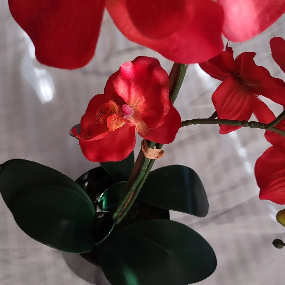 Artificial red/orange orchid🪷 arrangement